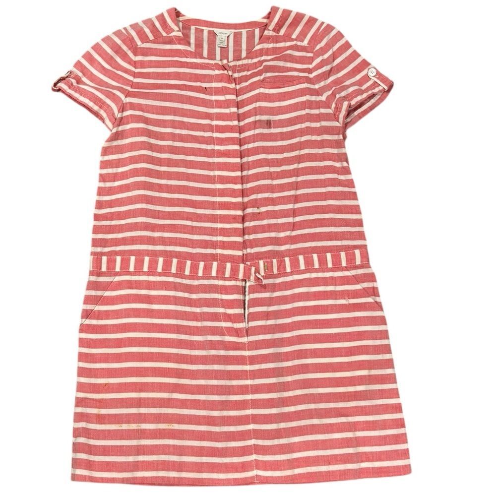 Women’s Pink/Cream Stripped Short Sleeve Skirt Dress Romper by J. Crew-size 10